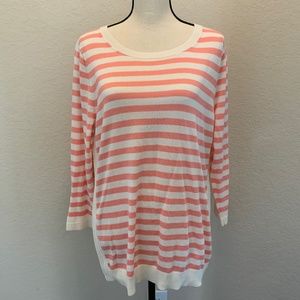 Talbots Crochet -Side Stripe Sweater in Size Large/Coral